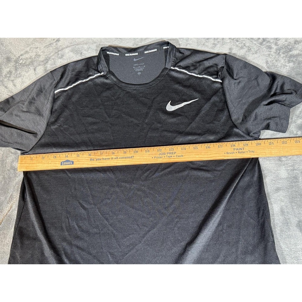 Nike Dri-FIT Shirt Mens Medium Black Running Reflective Short Sleeve Tee - Picture 4 of 12